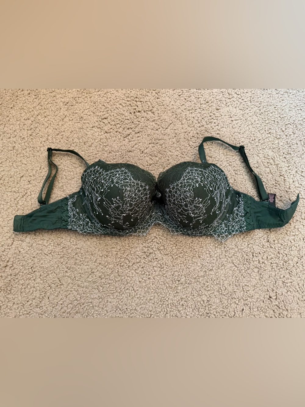 Victoria's Secret Dark Green Lace Bra - 32DDD